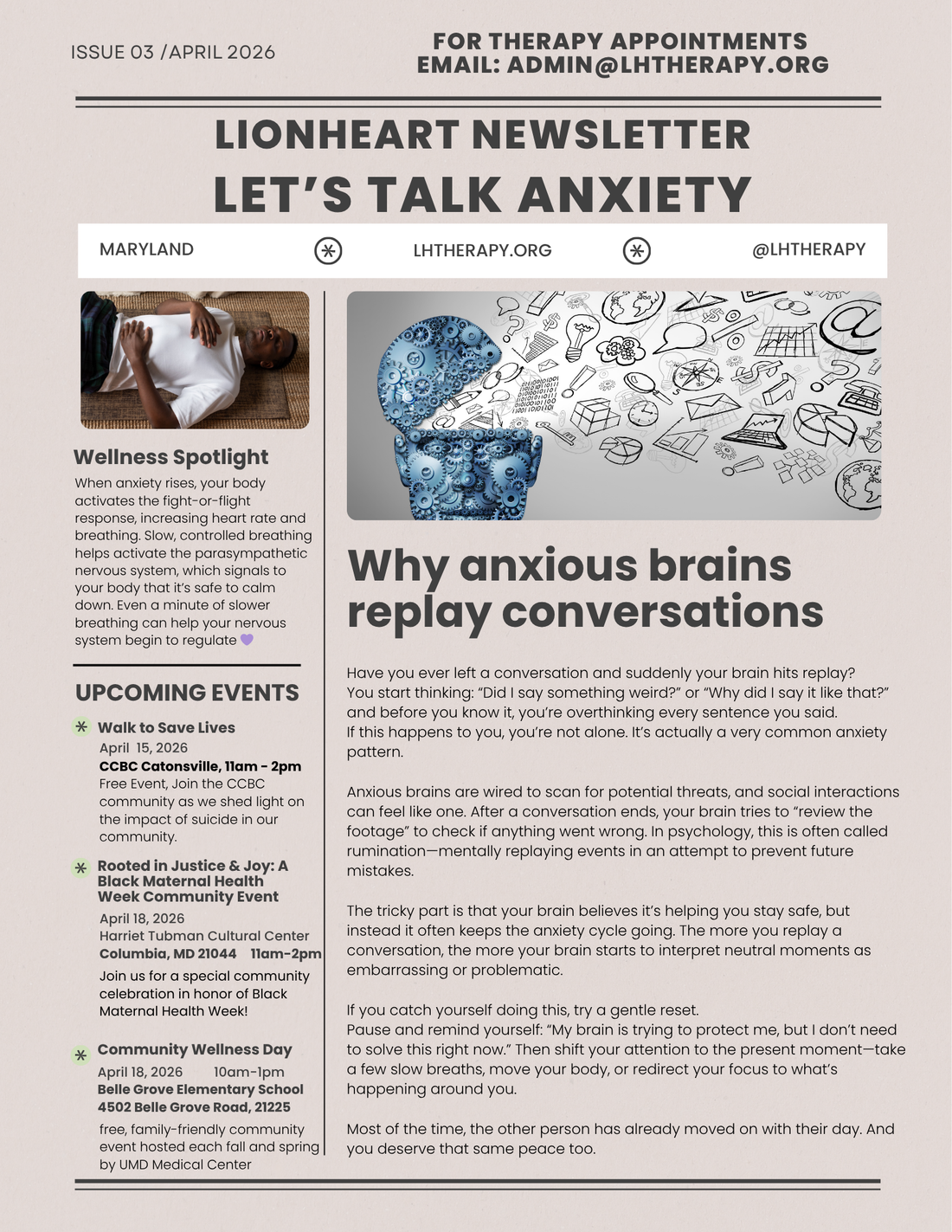 Let’s Talk Anxiety & April Newsletter